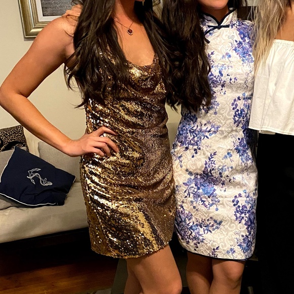 Gold Sequin Mini Dress - Picture 10 of 10